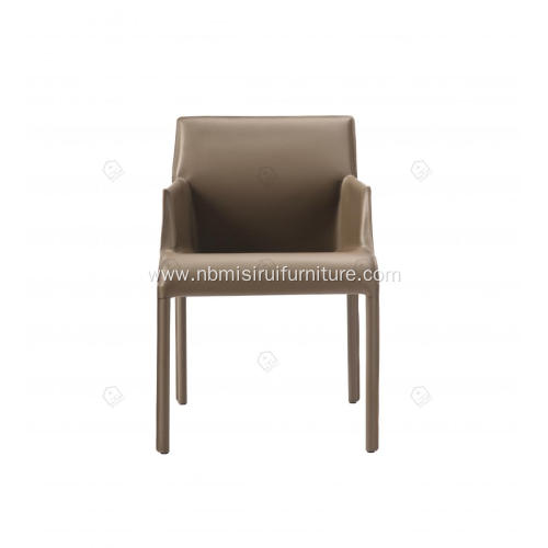 ltalian minimalist khaki saddle leather armrest chairs